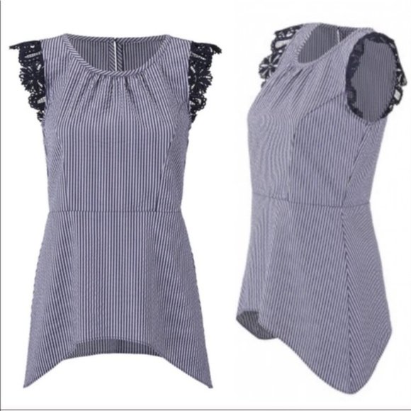 CAbi 5727 Lace Flutter Top Small EUC - Picture 2 of 9